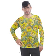 Seamless Pattern With Graphic Spring Flowers Men s Pique Long Sleeve Tee