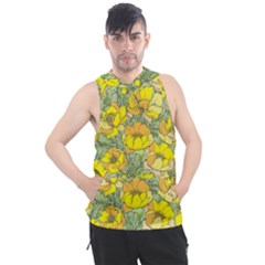 Seamless Pattern With Graphic Spring Flowers Men s Sleeveless Hoodie