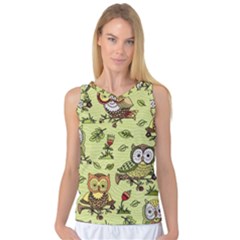 Seamless Pattern With Flowers Owls Women s Basketball Tank Top by BangZart