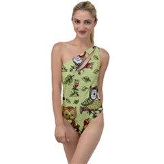 Seamless Pattern With Flowers Owls To One Side Swimsuit by BangZart