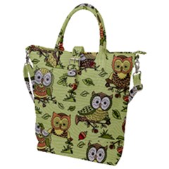 Seamless Pattern With Flowers Owls Buckle Top Tote Bag by BangZart