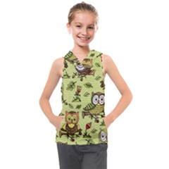 Seamless Pattern With Flowers Owls Kids  Sleeveless Hoodie by BangZart