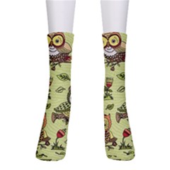 Seamless Pattern With Flowers Owls Men s Crew Socks by BangZart