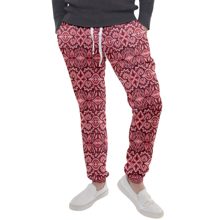 Pink art with abstract seamless flaming pattern Men s Jogger Sweatpants