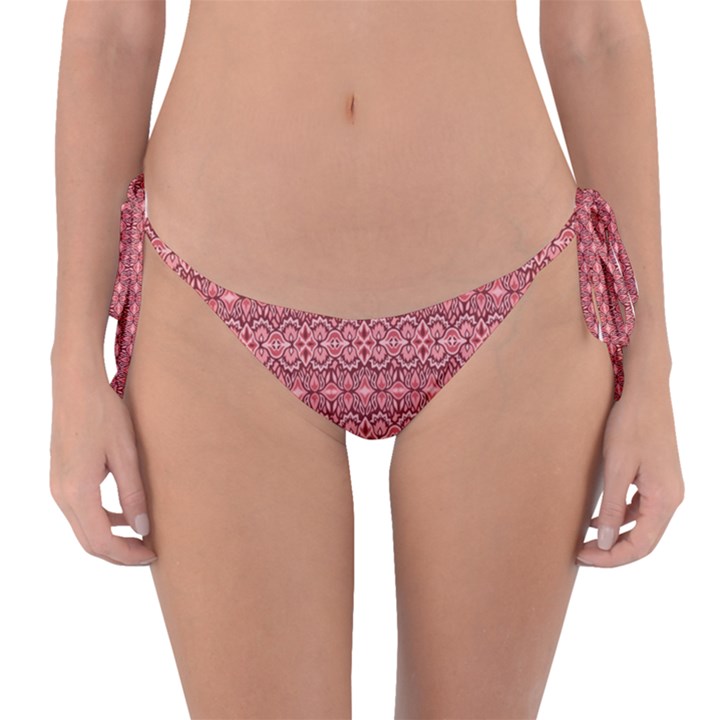 Pink art with abstract seamless flaming pattern Reversible Bikini Bottom