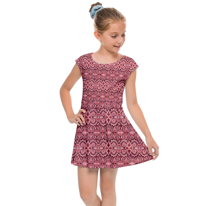 Pink art with abstract seamless flaming pattern Kids  Cap Sleeve Dress