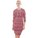 Pink art with abstract seamless flaming pattern Quarter Sleeve Hood Bodycon Dress View1