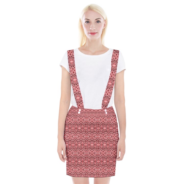 Pink art with abstract seamless flaming pattern Braces Suspender Skirt