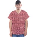 Pink art with abstract seamless flaming pattern Men s V-Neck Scrub Top View1