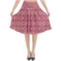 Pink art with abstract seamless flaming pattern Flared Midi Skirt View1