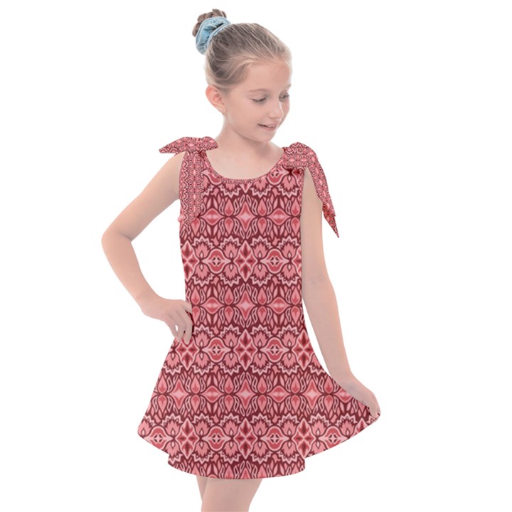 Pink art with abstract seamless flaming pattern Kids  Tie Up Tunic Dress