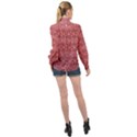 Pink art with abstract seamless flaming pattern High Neck Long Sleeve Chiffon Top View2