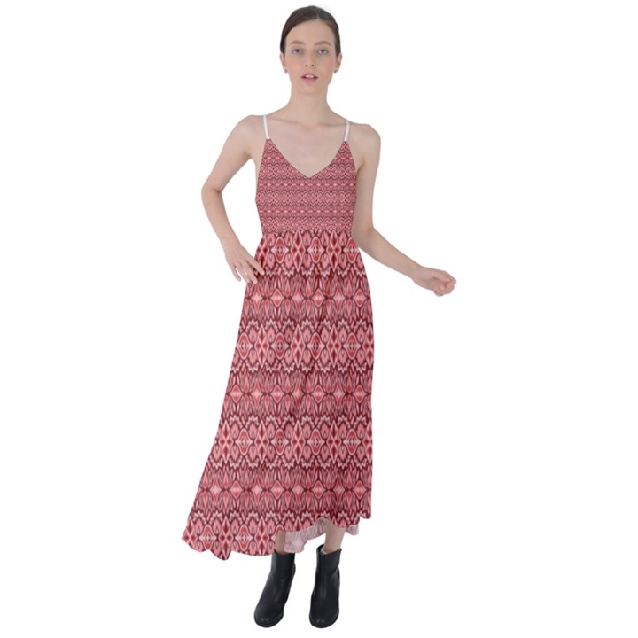 Pink art with abstract seamless flaming pattern Tie Back Maxi Dress