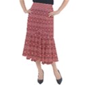 Pink art with abstract seamless flaming pattern Midi Mermaid Skirt View1