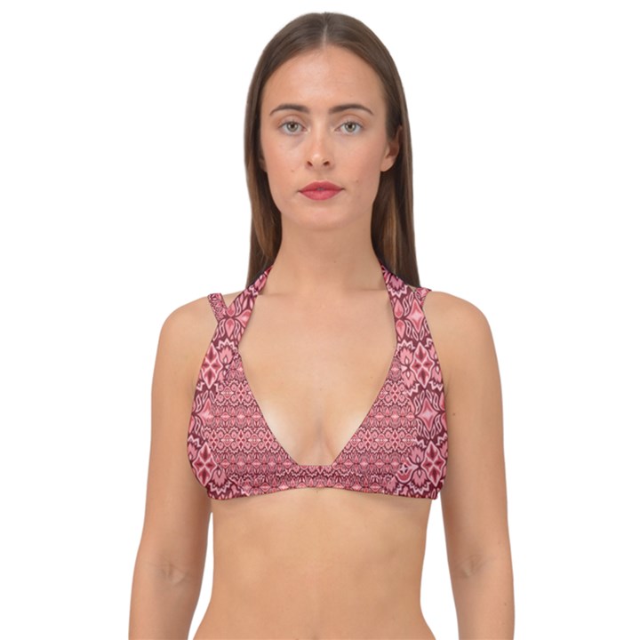 Pink art with abstract seamless flaming pattern Double Strap Halter Bikini Top