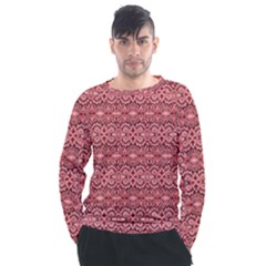 Pink Art With Abstract Seamless Flaming Pattern Men s Long Sleeve Raglan Tee