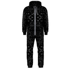 Black And White Tech Pattern Hooded Jumpsuit (men) 