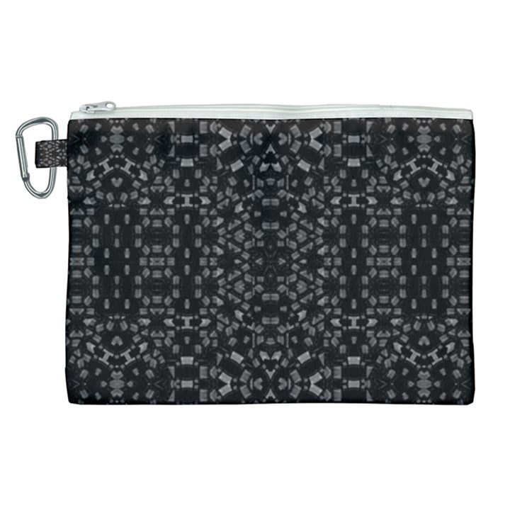 Black And White Tech Pattern Canvas Cosmetic Bag (XL)