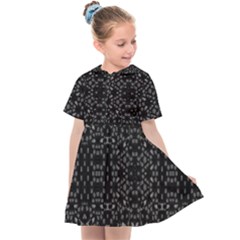 Black And White Tech Pattern Kids  Sailor Dress