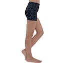 Black And White Tech Pattern Kids  Lightweight Velour Yoga Shorts View3