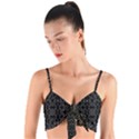 Black And White Tech Pattern Woven Tie Front Bralet View1