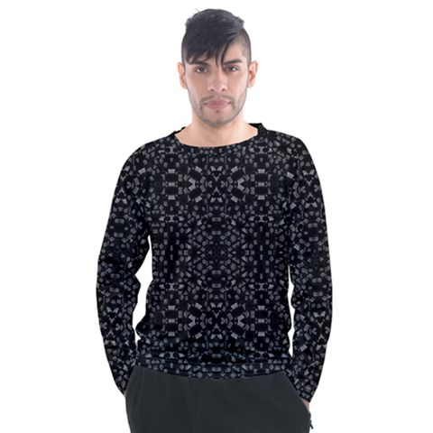 Black And White Tech Pattern Men s Long Sleeve Raglan Tee by dflcprintsclothing