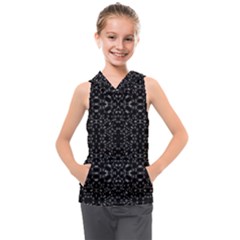 Black And White Tech Pattern Kids  Sleeveless Hoodie