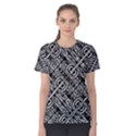 Linear Black And White Ethnic Print Women s Cotton Tee View1