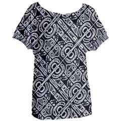 Linear Black And White Ethnic Print Women s Oversized Tee by dflcprintsclothing