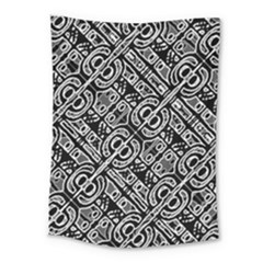 Linear Black And White Ethnic Print Medium Tapestry by dflcprintsclothing