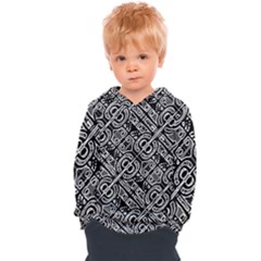 Linear Black And White Ethnic Print Kids  Overhead Hoodie