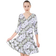 Modern Abstract Intricate Print Pattern Quarter Sleeve Front Wrap Dress by dflcprintsclothing