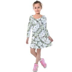 Modern Abstract Intricate Print Pattern Kids  Long Sleeve Velvet Dress