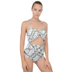 Modern Abstract Intricate Print Pattern Scallop Top Cut Out Swimsuit by dflcprintsclothing