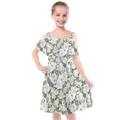 Modern Abstract Intricate Print Pattern Kids  Cut Out Shoulders Chiffon Dress by dflcprintsclothing