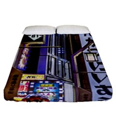 Shinjuku District Urban Night Scene, Tokyo Japan Fitted Sheet (queen Size) by dflcprintsclothing