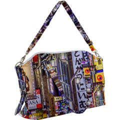 Shinjuku District Urban Night Scene, Tokyo Japan Canvas Crossbody Bag by dflcprintsclothing