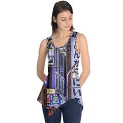 Shinjuku District Urban Night Scene, Tokyo Japan Sleeveless Tunic by dflcprintsclothing