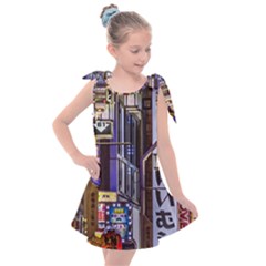 Shinjuku District Urban Night Scene, Tokyo Japan Kids  Tie Up Tunic Dress