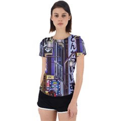 Shinjuku District Urban Night Scene, Tokyo Japan Back Cut Out Sport Tee