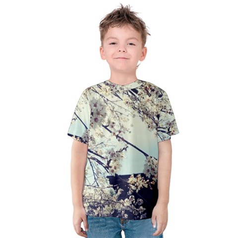 Plum Blossoms Kids  Cotton Tee by okhismakingart