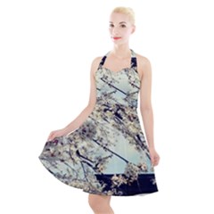 Plum Blossoms Halter Party Swing Dress 