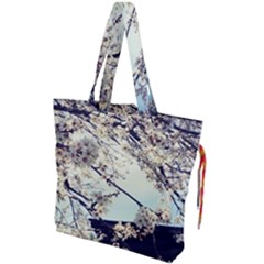 Plum Blossoms Drawstring Tote Bag by okhismakingart