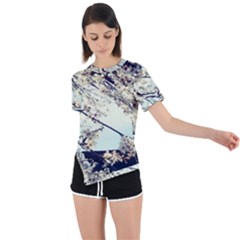 Plum Blossoms Asymmetrical Short Sleeve Sports Tee by okhismakingart