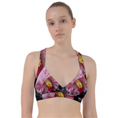 Striped Pink Camellia Ii Sweetheart Sports Bra