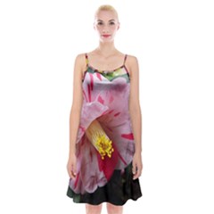 Striped Pink Camellia Ii Spaghetti Strap Velvet Dress