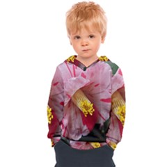 Striped Pink Camellia Ii Kids  Overhead Hoodie