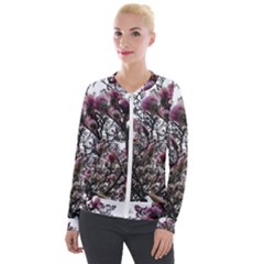 Saucer Magnolia Tree Ii Velour Zip Up Jacket by okhismakingart