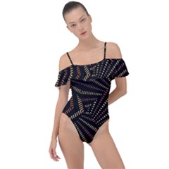 Vintage Etchnic Print Frill Detail One Piece Swimsuit