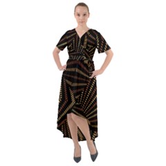 Vintage Etchnic Print Front Wrap High Low Dress